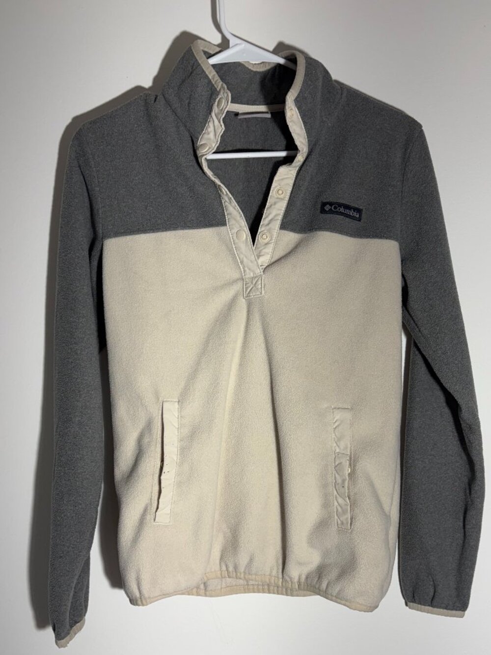 Columbia Benton Springs Half Snap Fleece Pullover Grey Cream- Size XS